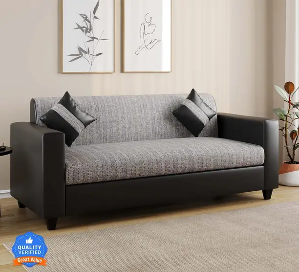 flipkart perfect homes crete leatherette fabric 3 seater sofa flipkart perfect homes crete leatherette fabric 3 seater sofa