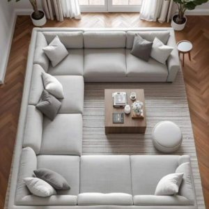 ultra grand, modular u shape pit sectional style sofa