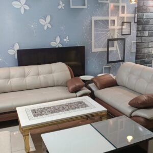 modern tufted leatherette sofa